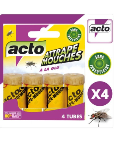 Attrape-mouche spirale papier englué 4 tubes - ACTO