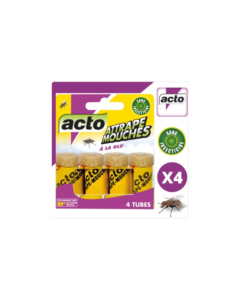 Attrape-mouche spirale papier englué 4 tubes - ACTO