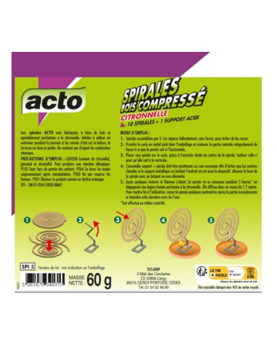 Spirale étui bois citronelle SPI3 ACTO