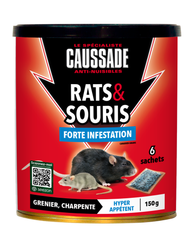 Caussade rats & souris céréales forte infestation 150g