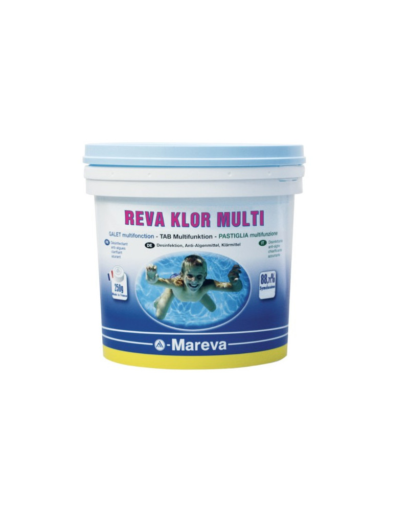 Désinfectant pour piscine Reva Klor multi galets de 250 grs - boite 5kg - MAREVA