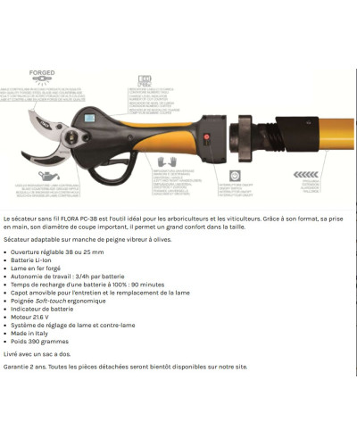 Lame de rechange pour sécateur professionnel Flora PC38/40 F001-PP