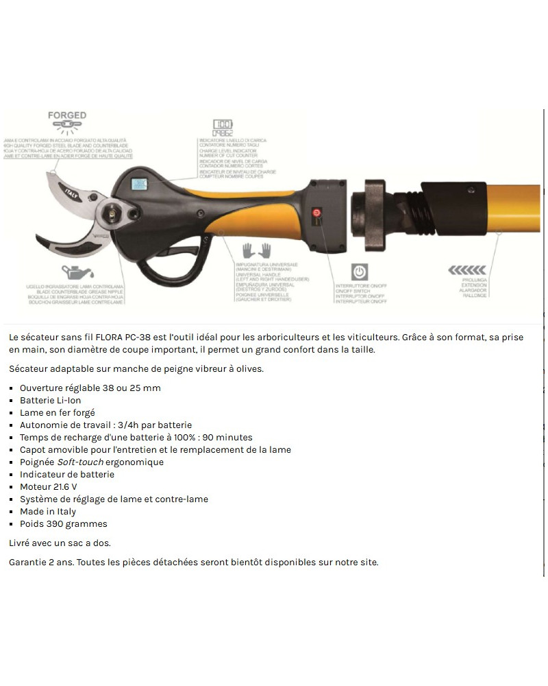 Lame de rechange pour sécateur professionnel Flora PC38/40 F001-PP