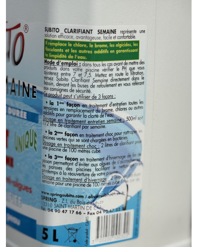 Subito clarifiant oxygène actif -  5 L