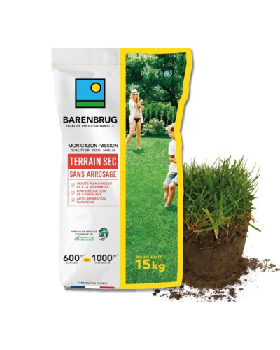 Semences gazon pour terrain sec sans arrosage Barenbrug 15 KG