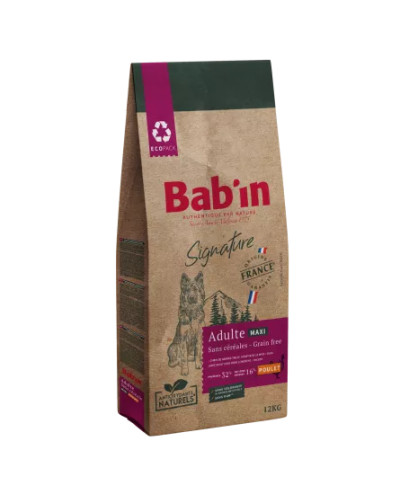 Croquette chien sans céréales au poulet BABIN signature maxi adulte 12kg