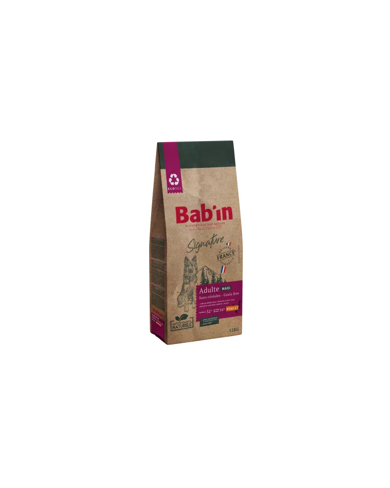 Croquette chien sans céréales au poulet BABIN signature maxi adulte 12kg