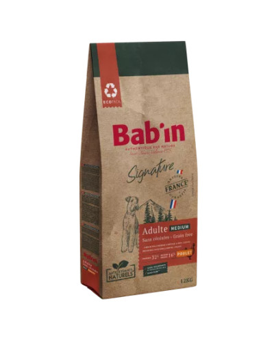 Croquette chien sans céréales au poulet BABIN signature medium 12kg