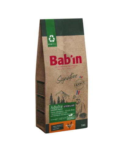 Croquette chat sans céréales au poulet BABIN signature grandes races adulte 6kg