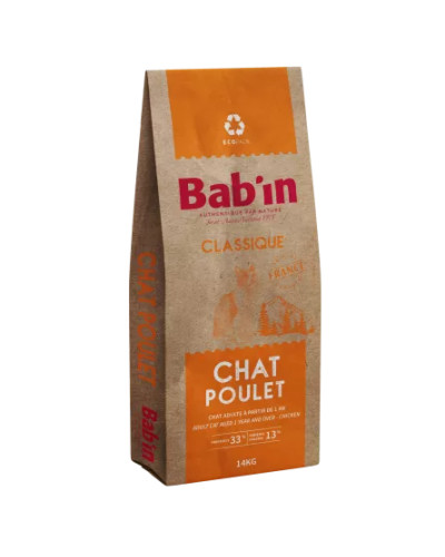 Croquettes classique chat adulte poulet BABIN 7KG