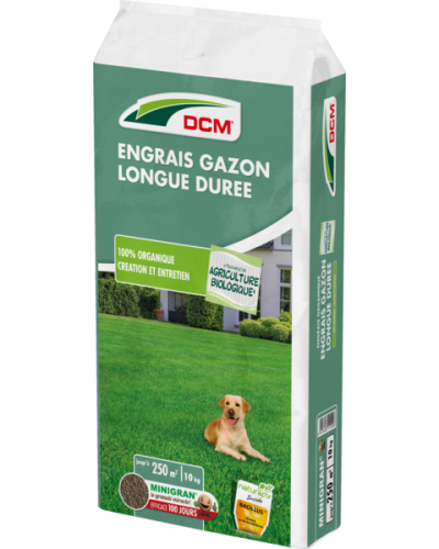 Engrais gazon longue durée Bio 10kg DCM