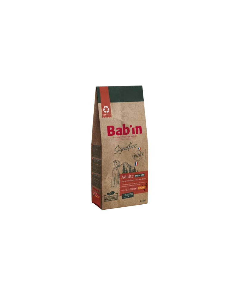 Croquette chien sans céréales au poulet BABIN signature medium 3kg
