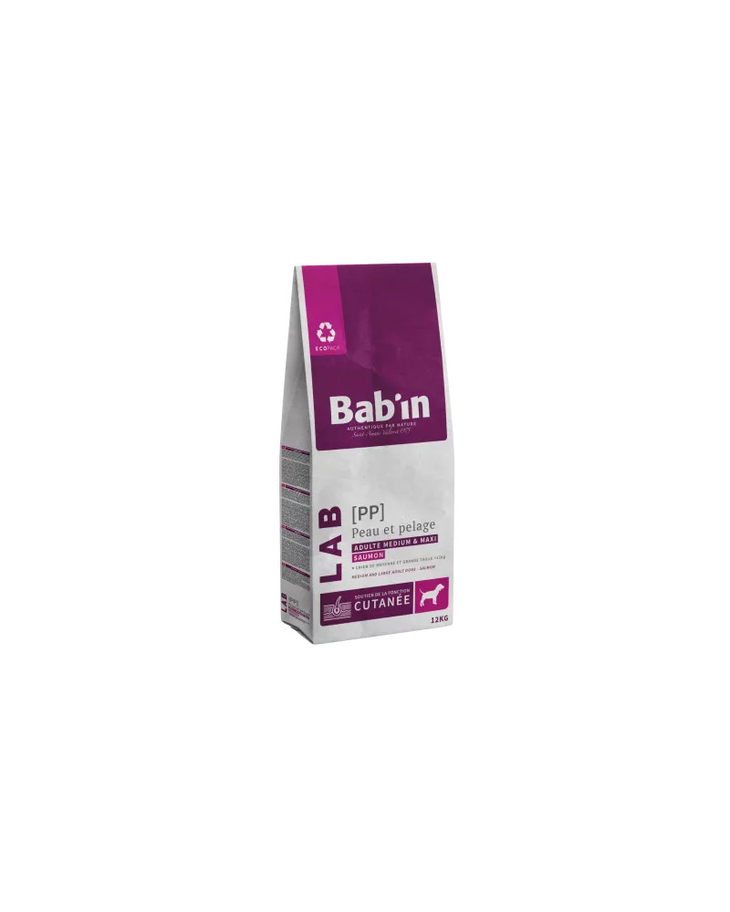 Croquette chien au saumon pour peau et pelage BABIN medium & maxi adulte 12kg